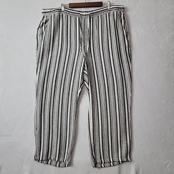 Old Navy Women's Plus XXL Striped Pull On Linen Rayon Blend Pants READ - Picture 1 of 15